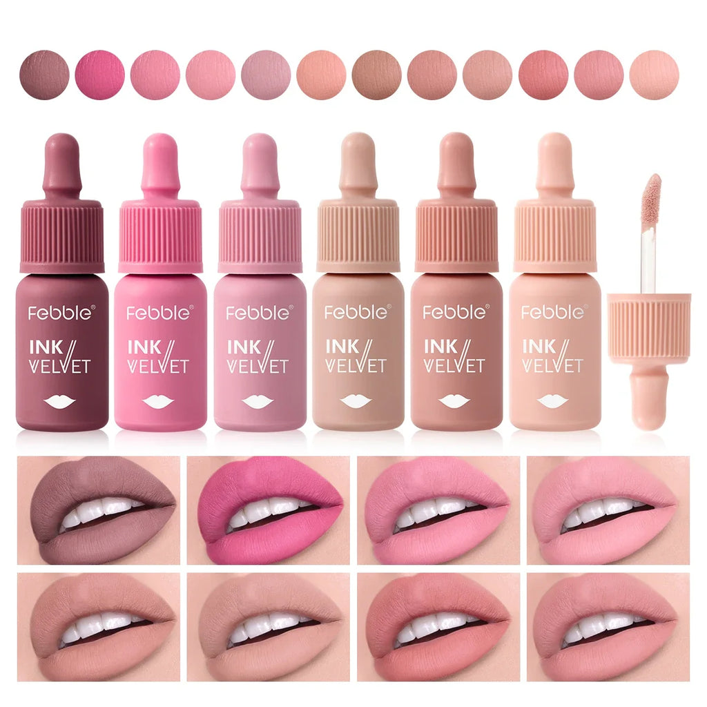 Febble 12-Color Matte Velvet Liquid Lipstick Set | Long-Lasting