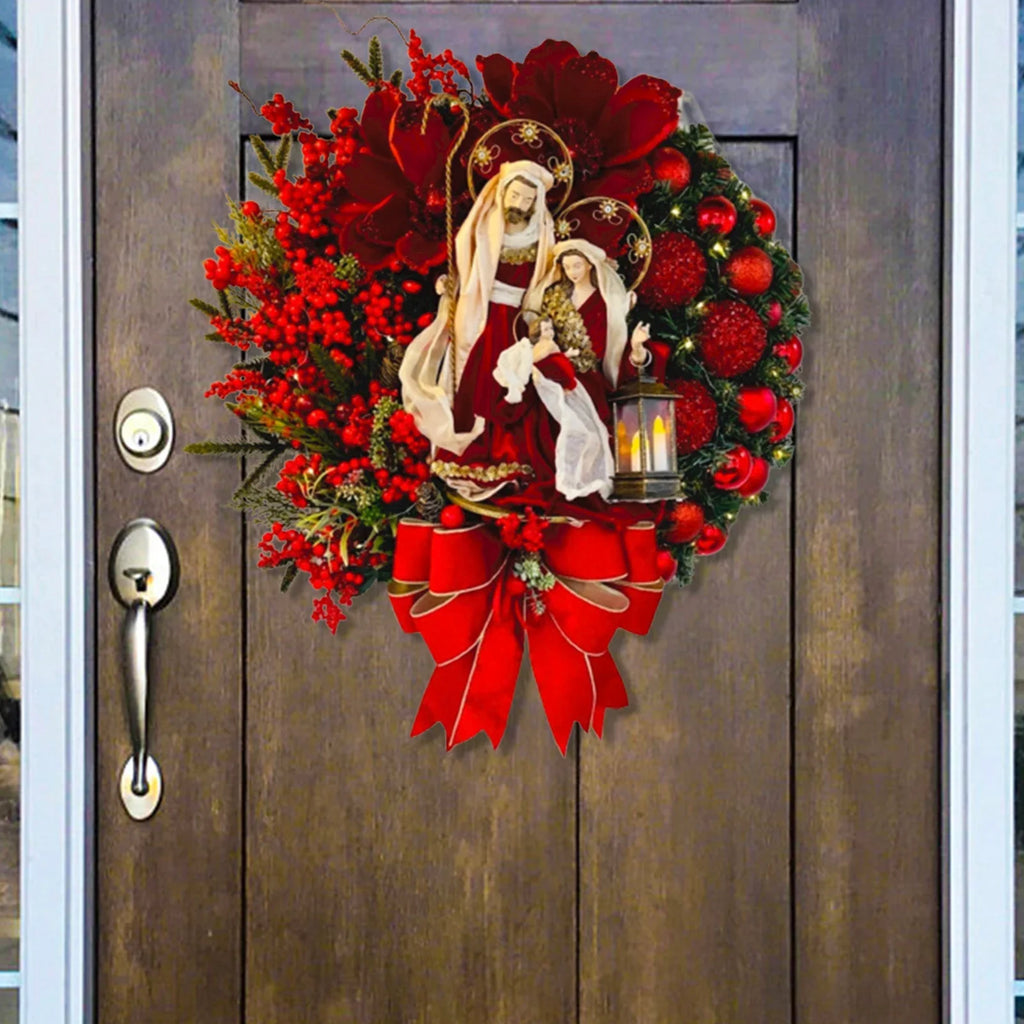 Christmas Wooden Hanging Sign | Nativity Wreath Door Décor