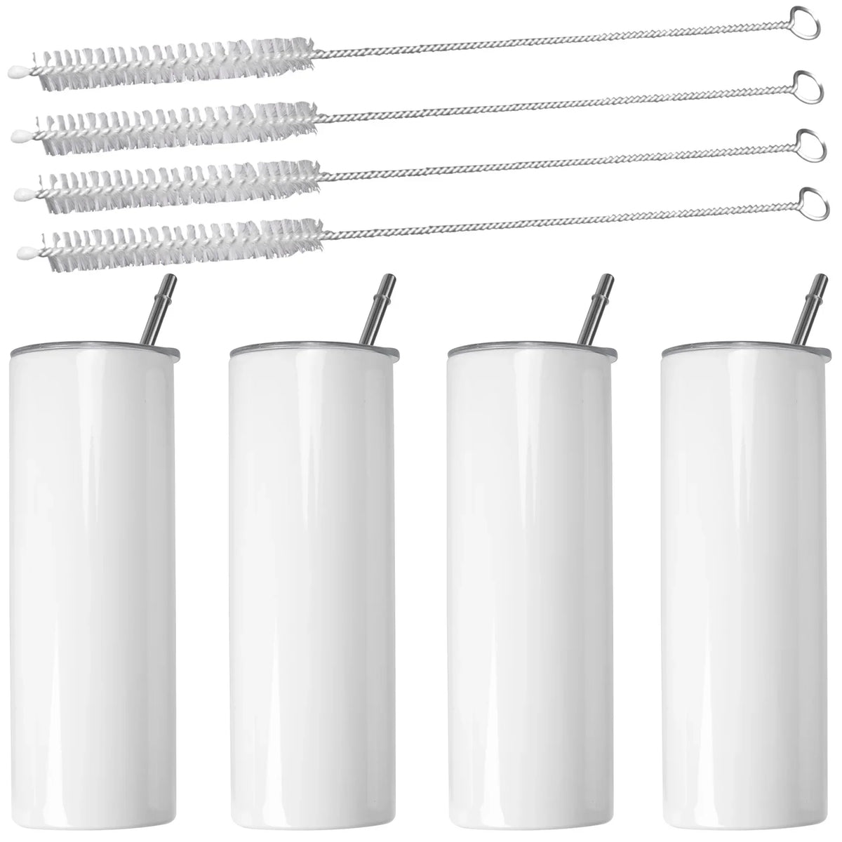 20 oz Skinny Sublimation Tumblers | Stainless Steel Blanks 4-Pack