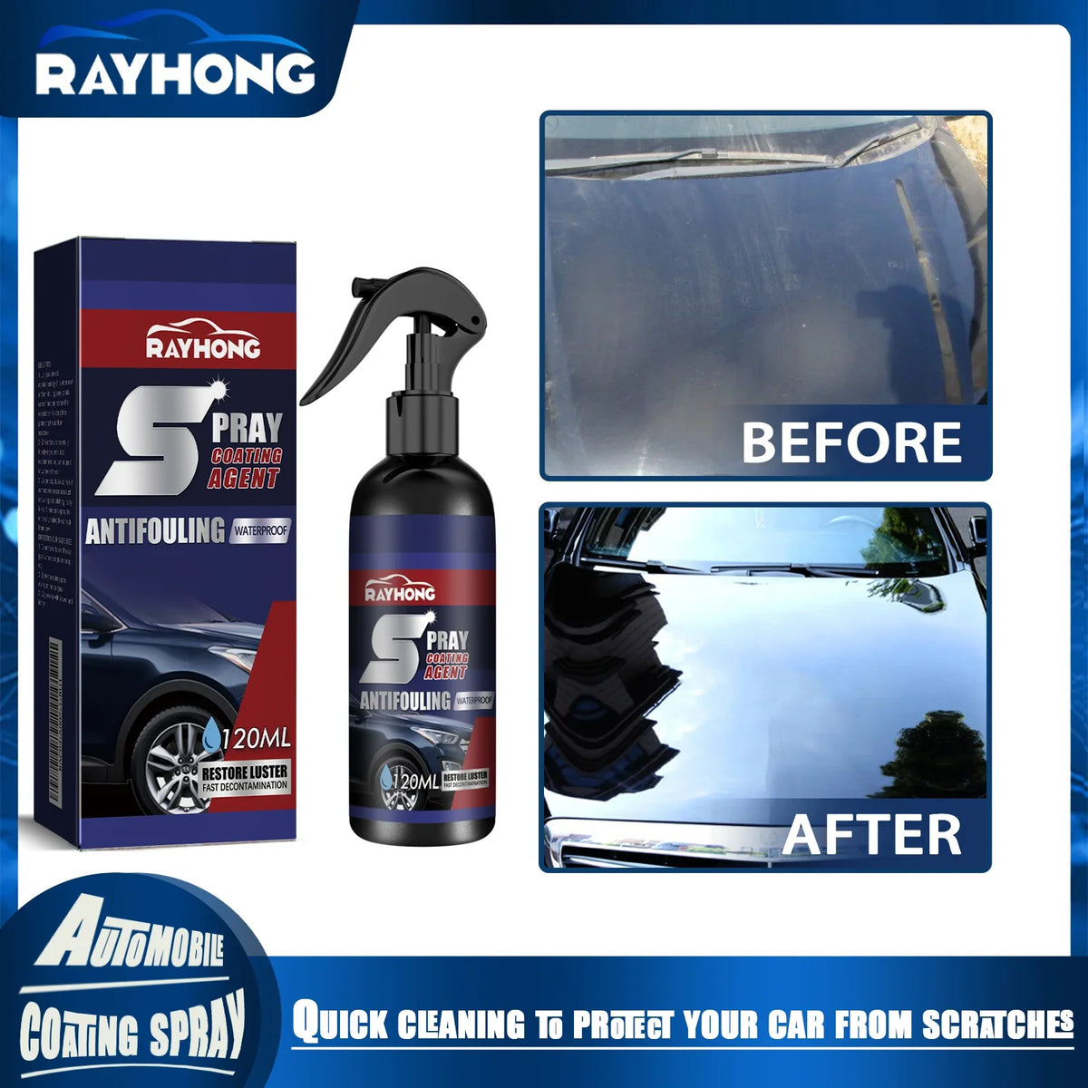 Rayhong Nano Car Coating Spray – Paint Cure, Shine & Protection