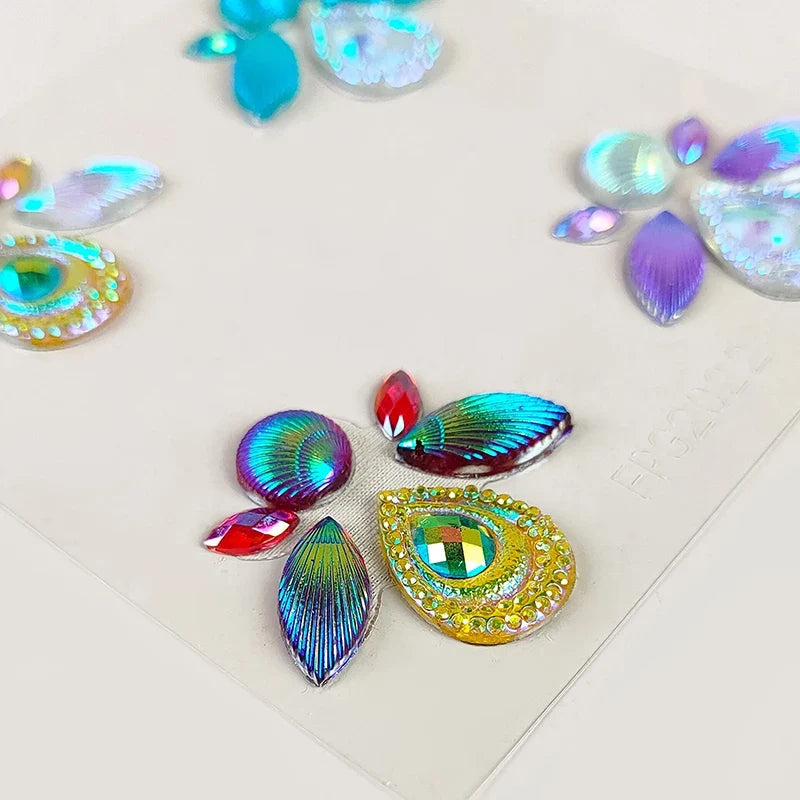 3D Face Rhinestone Stickers – Crystal Body Art Jewels 8 Styles