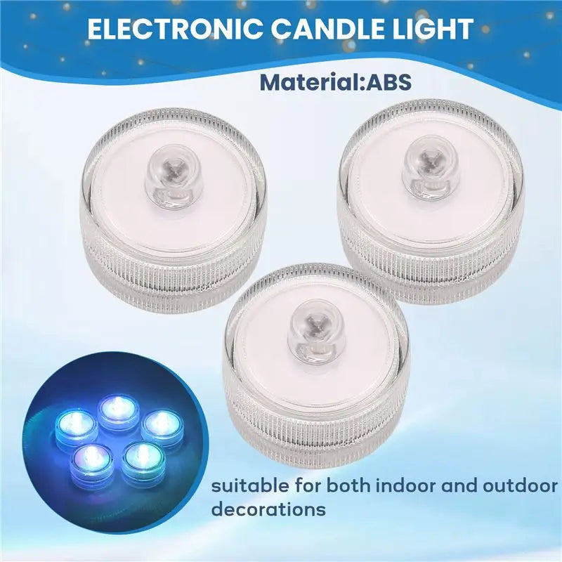 Waterproof LED Flameless Tea Lights Submersible Decor 24 Pack