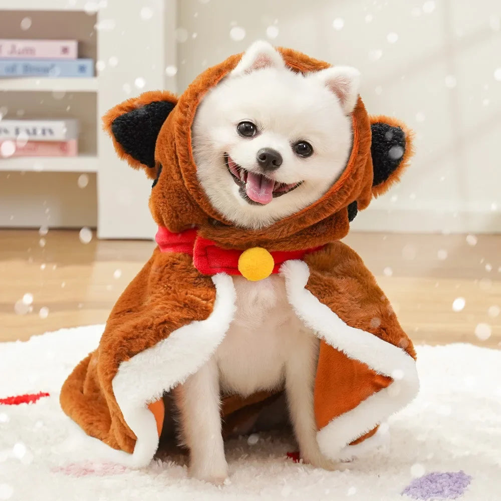 Pet Dog Cape Cat Tiger Winter Warmth Thickened Small Plush Supplies