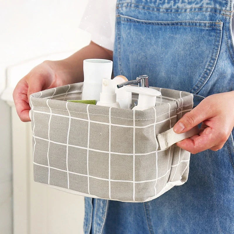 Random Cotton Hemp Storage Basket Handheld Printed Tabletop