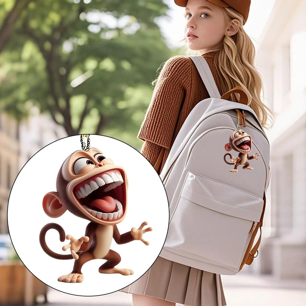 2D Acrylic Monkey Pendant – Car Charm, Keychain & Backpack Tag