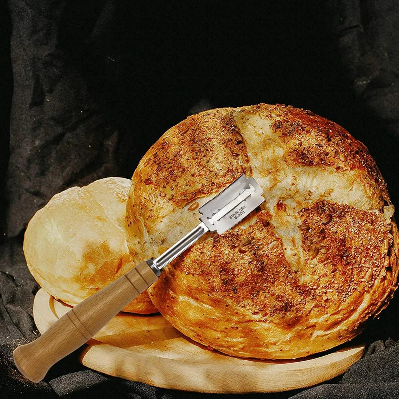 5-Piece Bread Baking Tool Set – Stainless Steel & Wood Handle