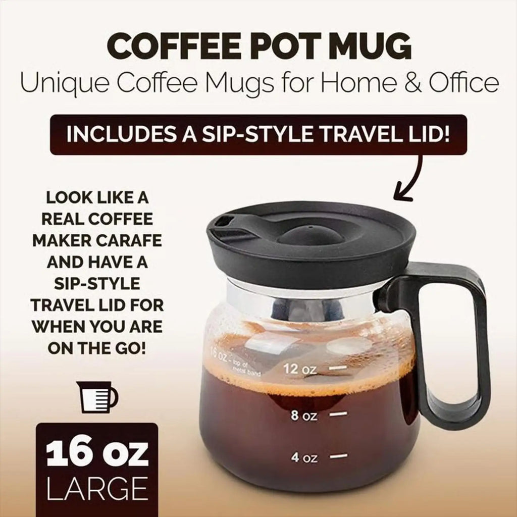Clear Glass Coffee Mugs Cups Travel Mug Pot Drinking Lid Cold