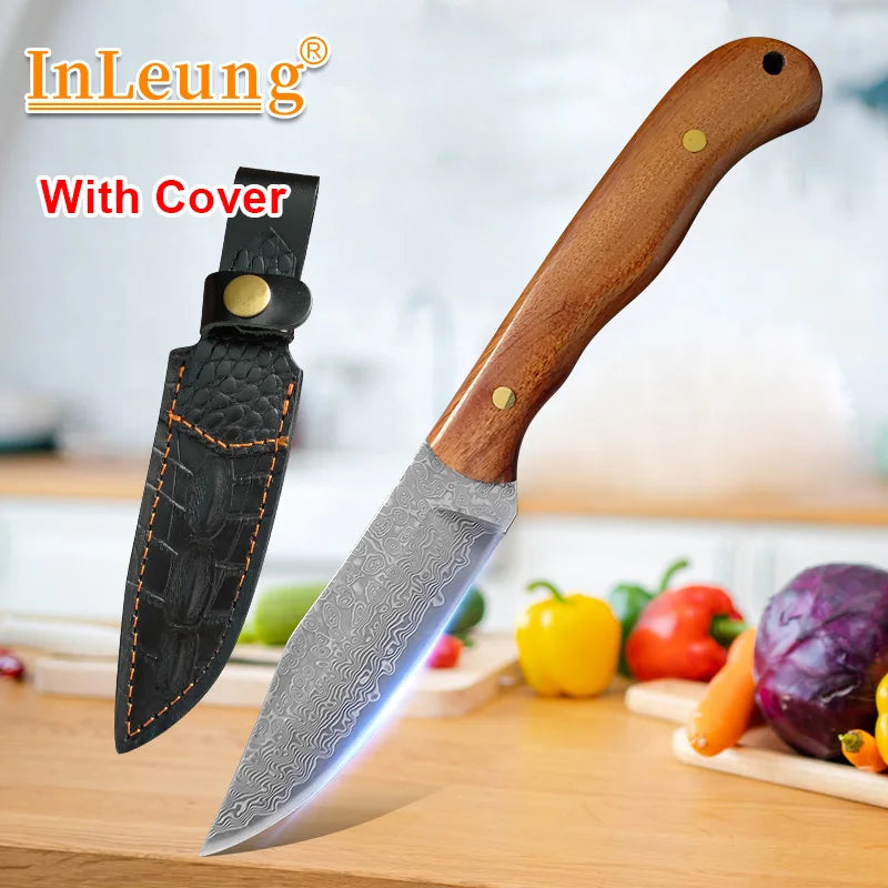 Damascus Steel Kitchen Knife | Sharp Wood Handle – InLeung