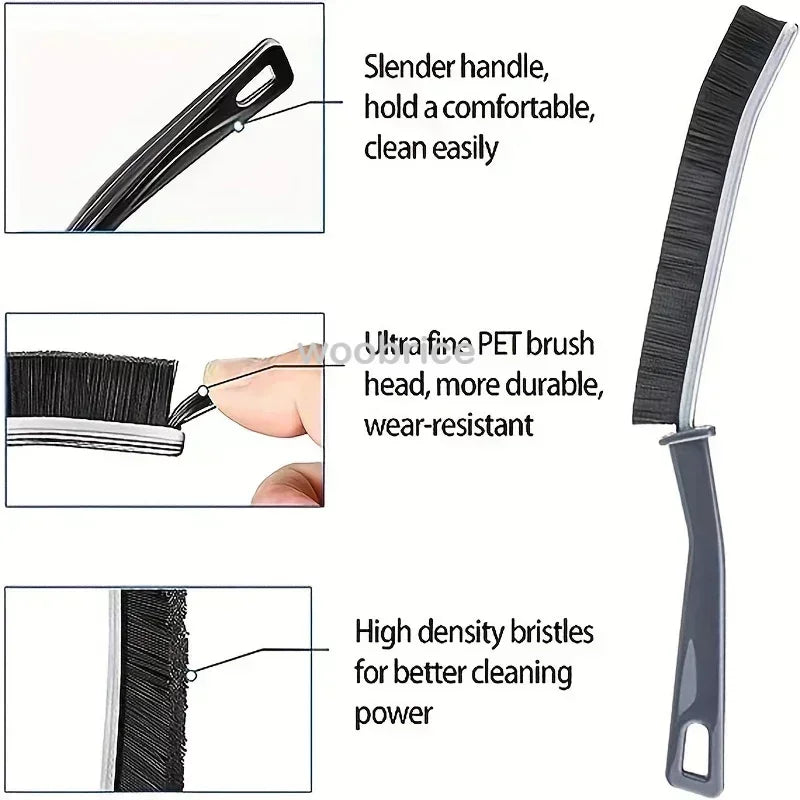 Crevice Cleaning Brush Set – Long Handle Grout & Gap Scrubber