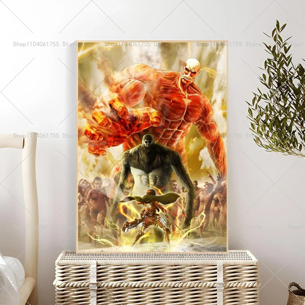 Attack on Titan Anime Wall Poster – Self-Adhesive Waterproof Art