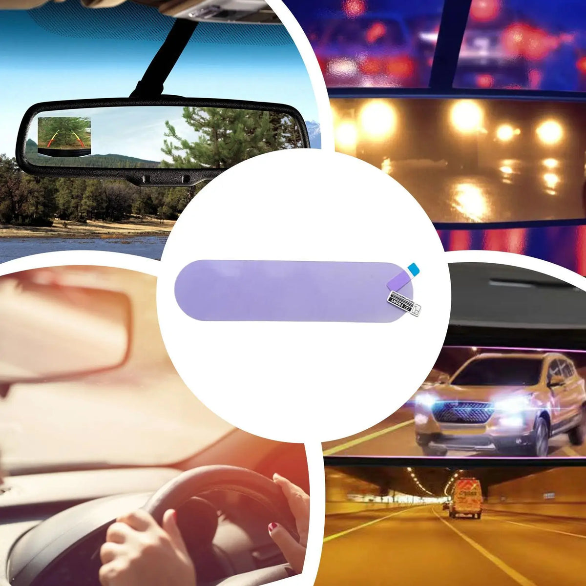 Car Rearview Mirror Anti-Glare Anti-Fog PET Film + Tool
