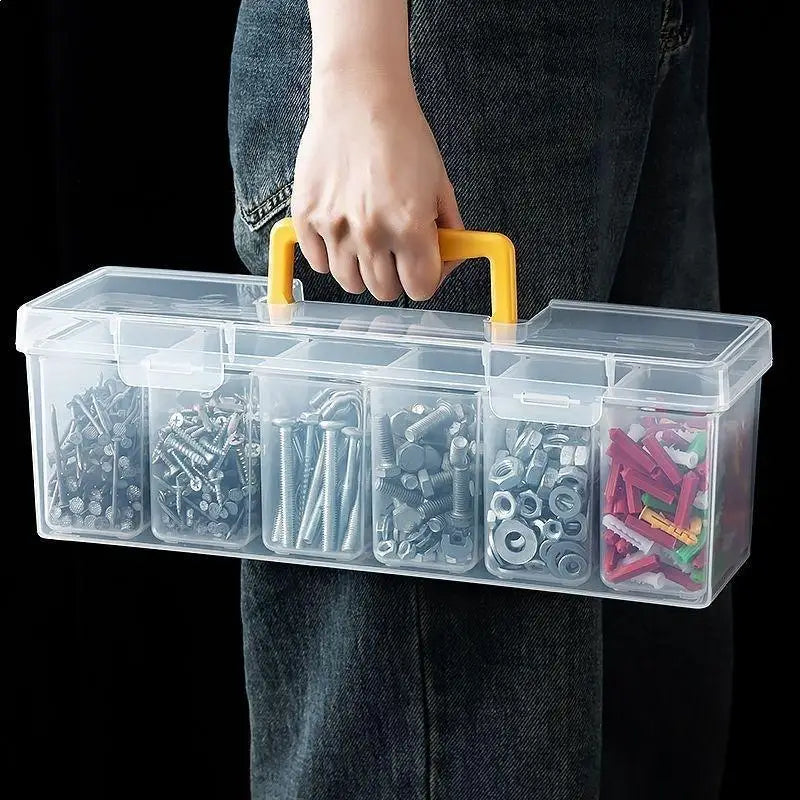 Multi-Compartment Transparent Tool Organizer Storage Box