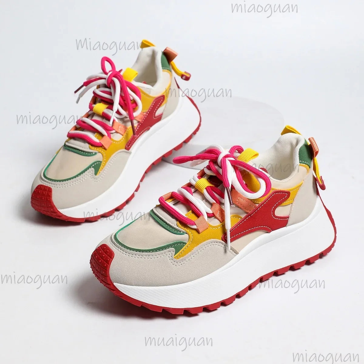 Women's Thick Sole Sneakers – Breathable Height Boost Casual Shoes