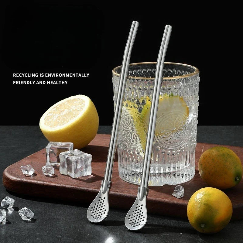 Detachable Bombilla Filter Straw Stainless Steel Spoon Tea Yerba Mate