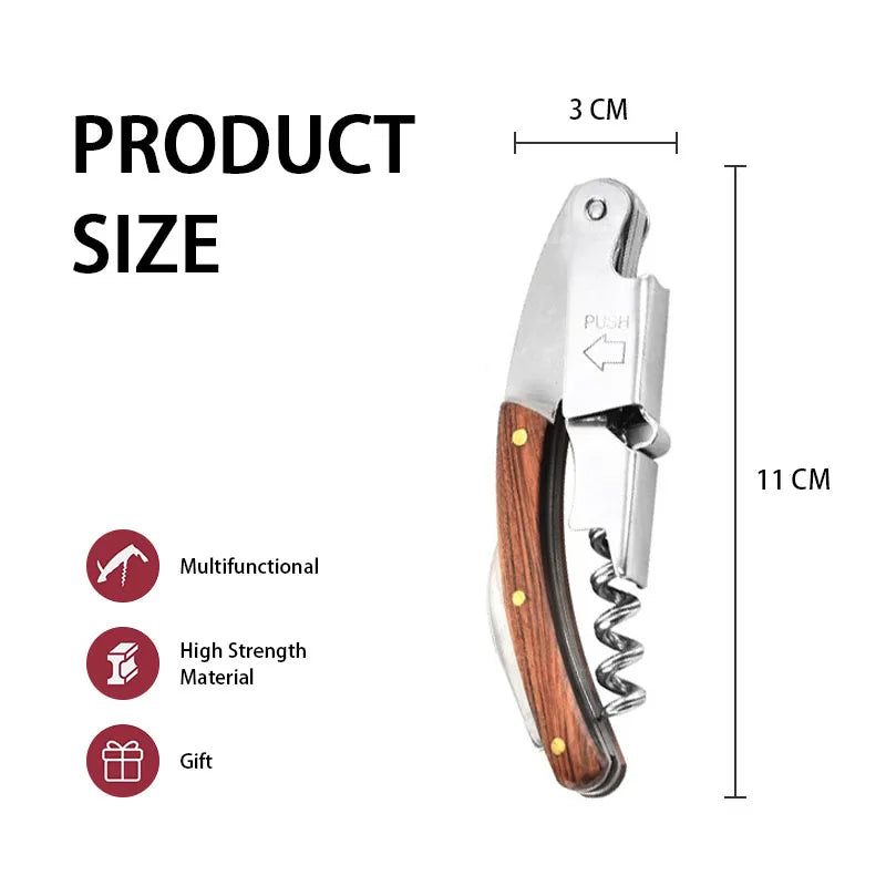 Wine Opener Double Hinged Manual Key Bartender Server Waiter