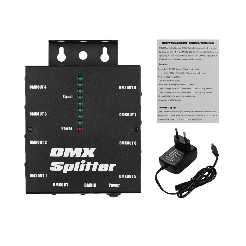 DMX512 1 Direct Input Output 8 Independent Outputs Optical Signal