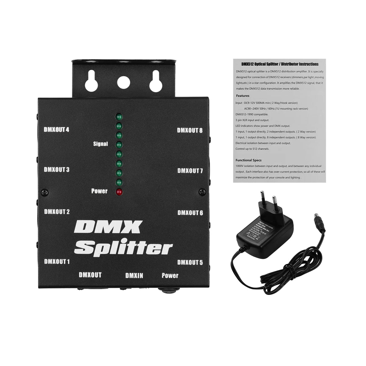 DMX512 1 Direct Input Output 8 Independent Outputs Optical Signal