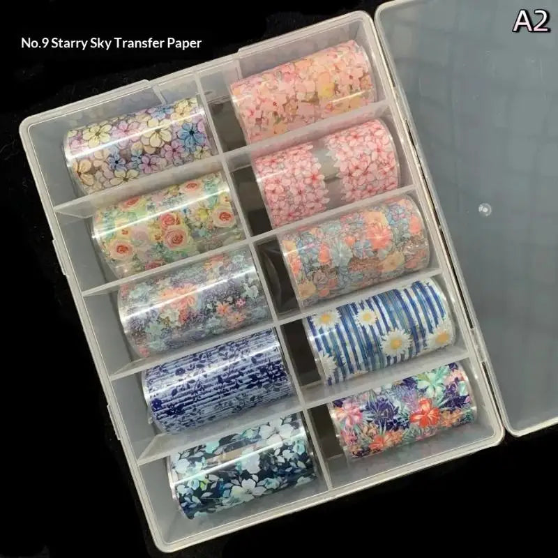 10 Rolls Floral Butterfly Nail Foil Transfer Stickers – DIY Art