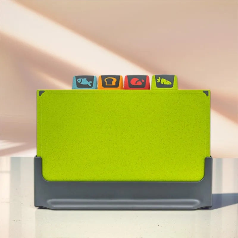 5-Piece Food Grade Cutting Board Set | Color-Coded with Stand