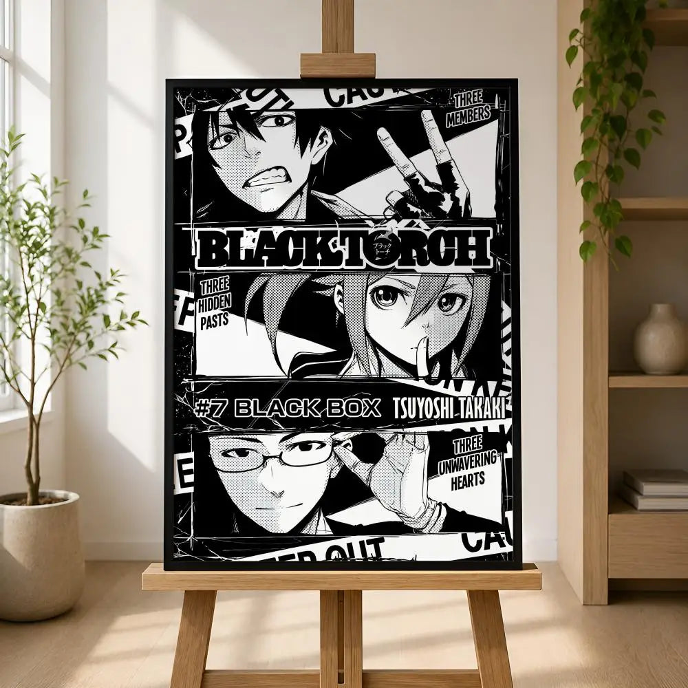 Black Torch Manga Waterproof PVC Peel & Stick Wall Poster