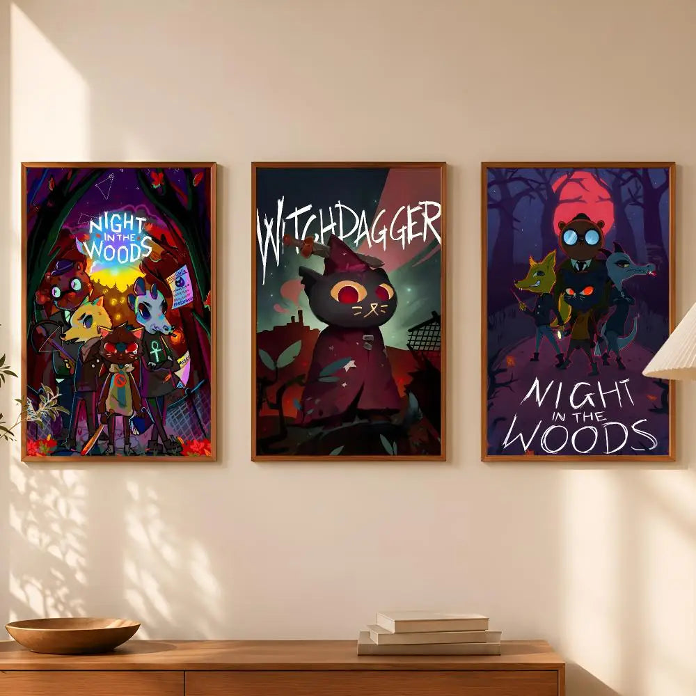 Game Night in the Wood Self-Stick HD Wall Art Poster