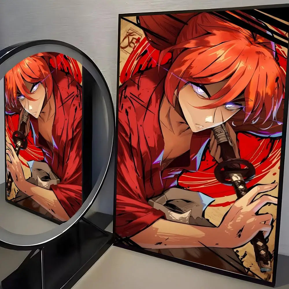 Rurouni Kenshin Anime Poster Self-Adhesive Wall Art Sticker