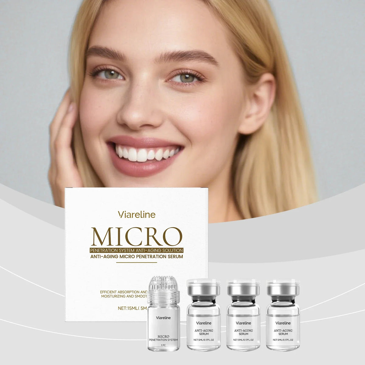 VIARELINE Facial Roller Kit – Hydrating Serum Set All Skin