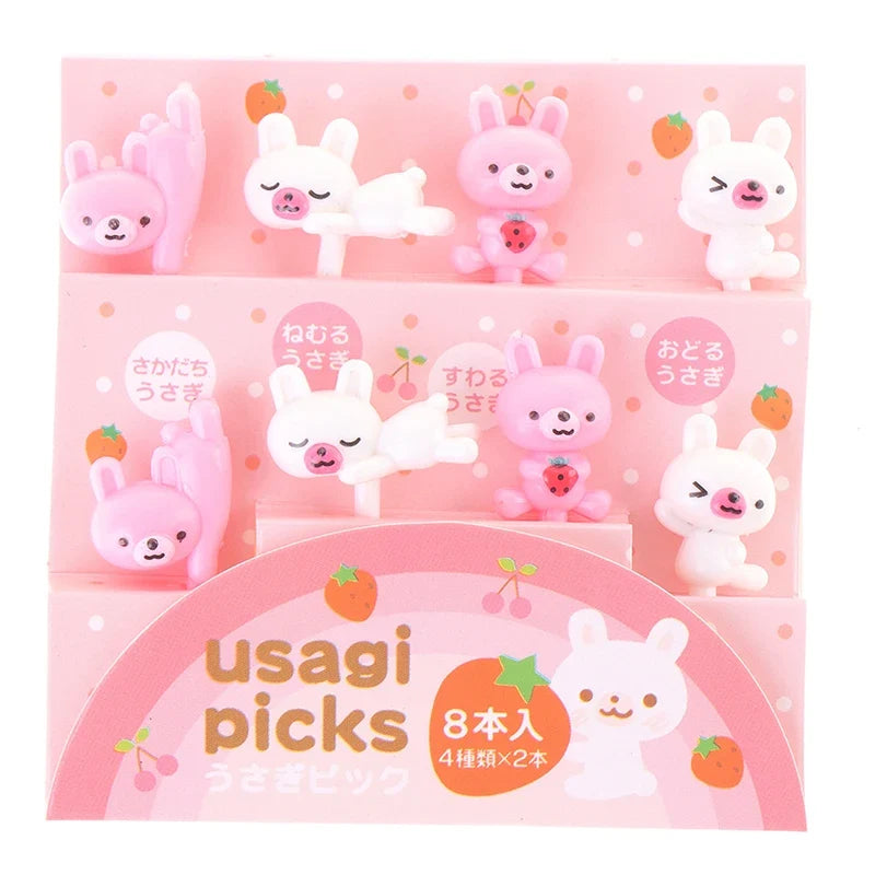 8-Piece Cute Animal Fruit Forks – Kids Bento & Party Picks