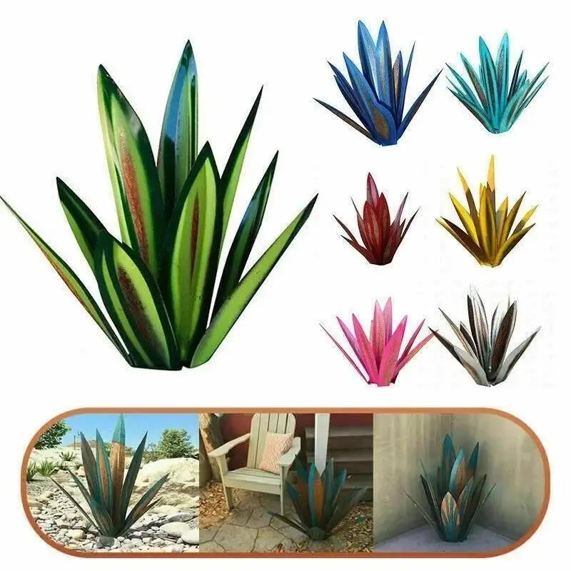 DIY Metal Agave Rustic Garden Sculpture – 9-Leaf Yard Art Decor