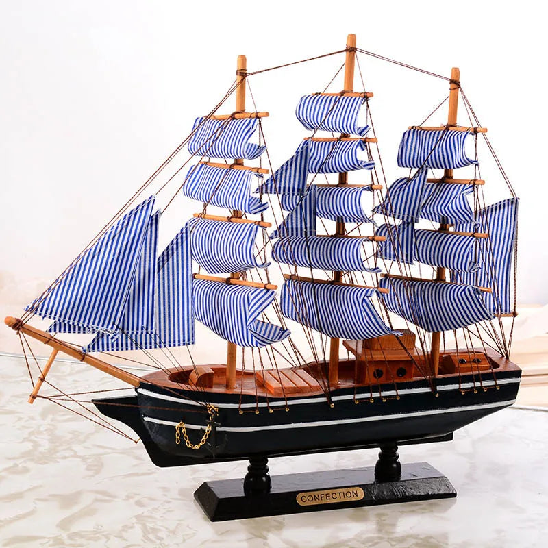 Handmade Wooden Sailing Ship Model | Nautical Decor Gift