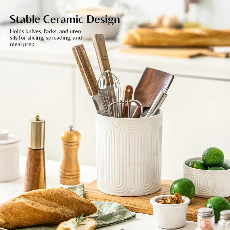 Ceramic Arch Utensil Holder – Farmhouse Kitchen Organizer