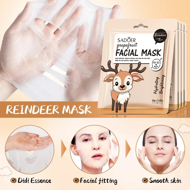 SADOER Fruit Face Mask 5-Pack – Hydrating & Anti-Wrinkle
