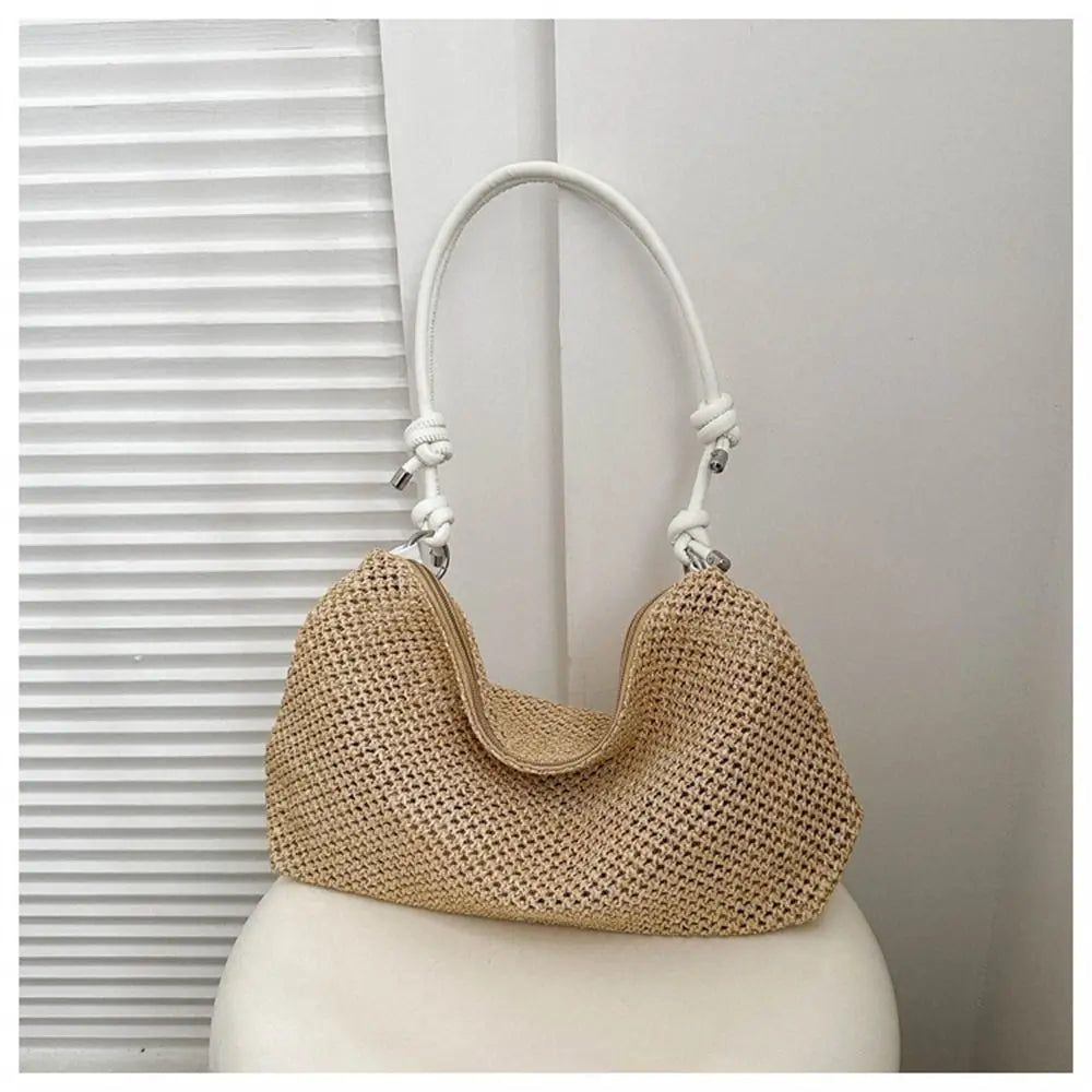 Women's Handmade Woven Straw Tote Bag – Rattan Beach Shoulder Bag