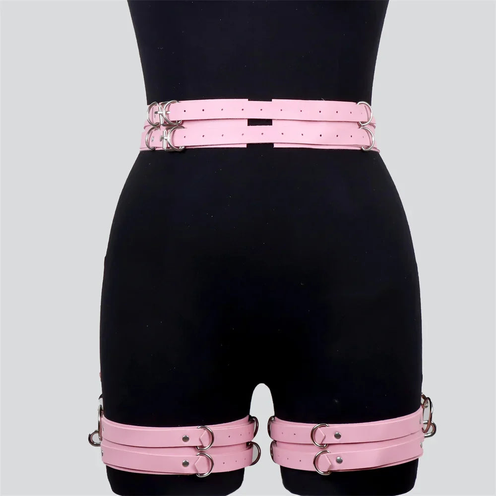 Sexy Garter Leather Harness Women Gothic Lingerie BDSM Bondage Belt