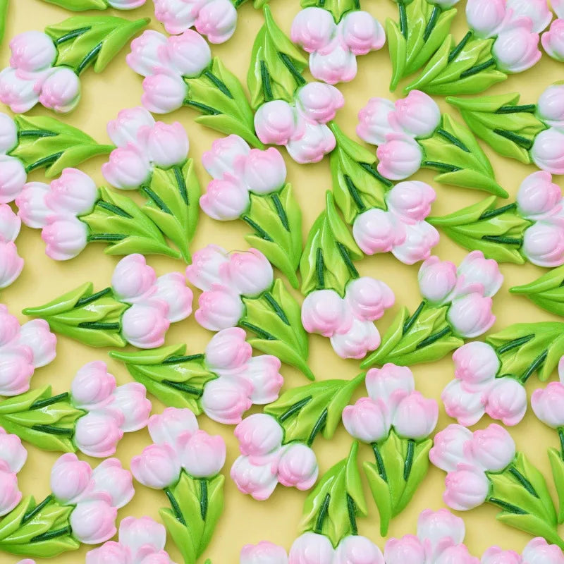 10-Piece Resin Flat Tulip Flowers for DIY Crafts & Decor