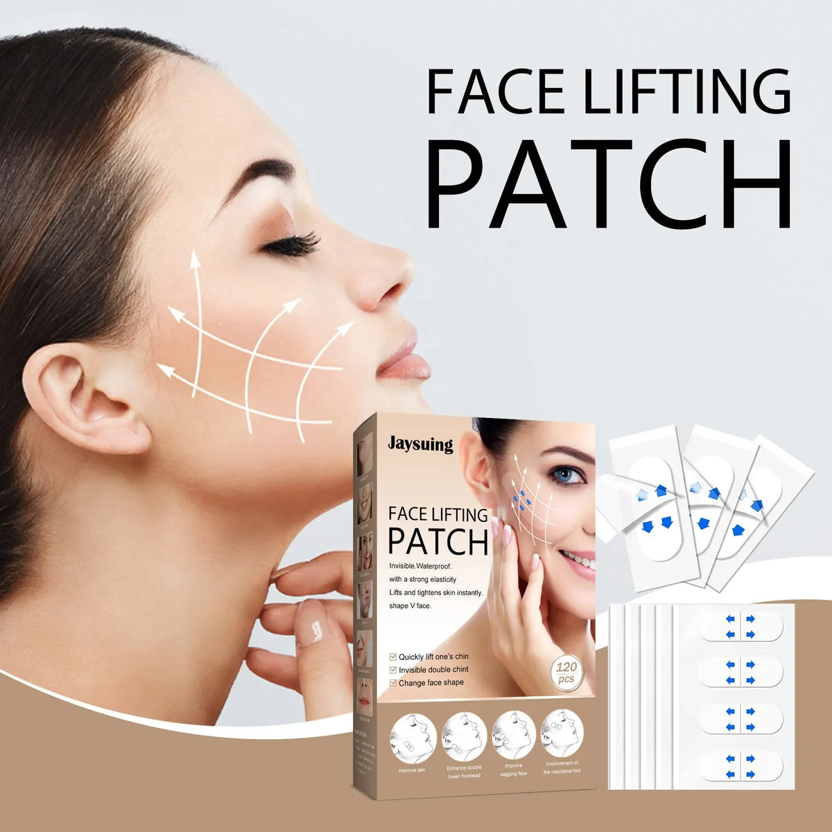 Invisible Face Lift Tape – V-Shape Neck, Eye & Chin Patches