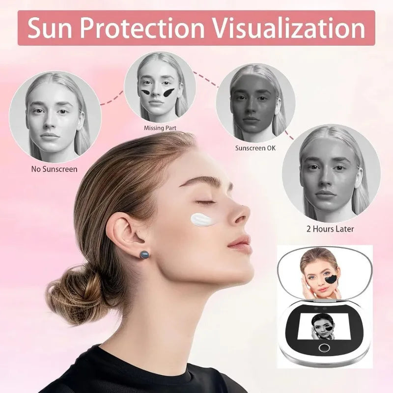 UV Sunscreen Testing Mirror | LED Light & 2X Magnification Travel