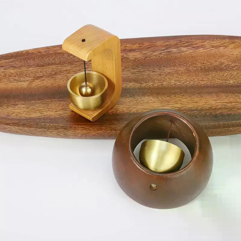 Black Walnut Wood Magnetic Entry Doorbell – Round Bell Chime