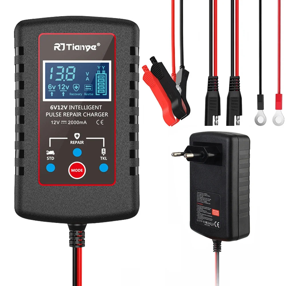 Smart 6V 12V Automatic Battery Charger – Motorcycle & Lawn Mower