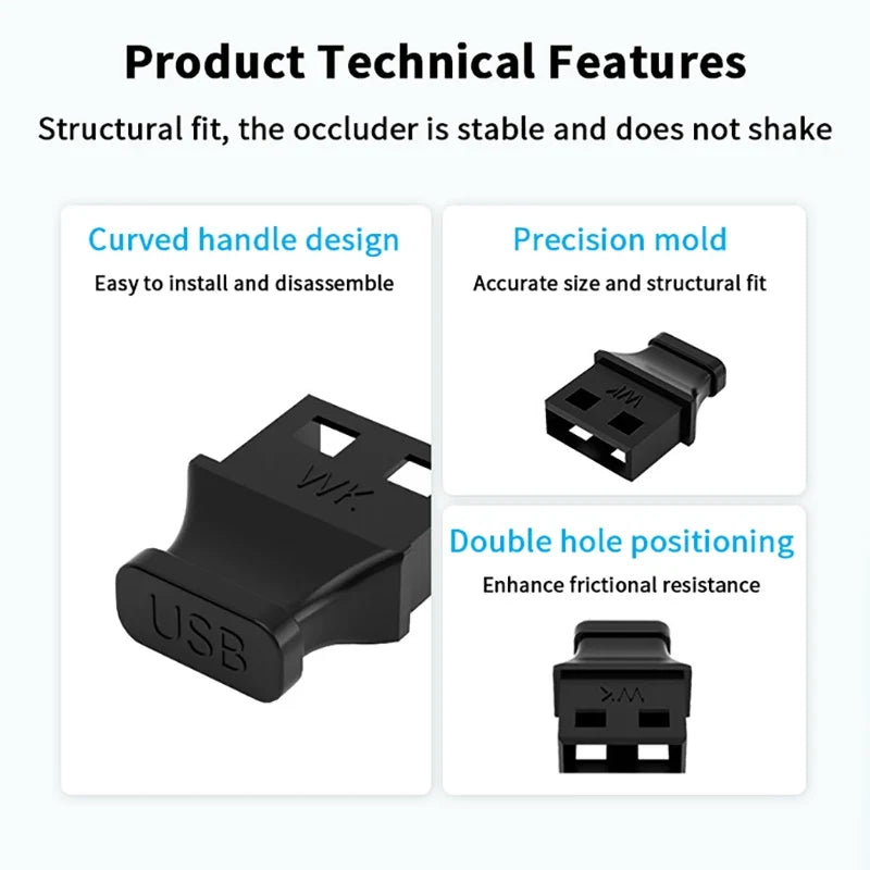 USB Type-A Dust Plugs 5/10 Pack – Port Covers with Handle