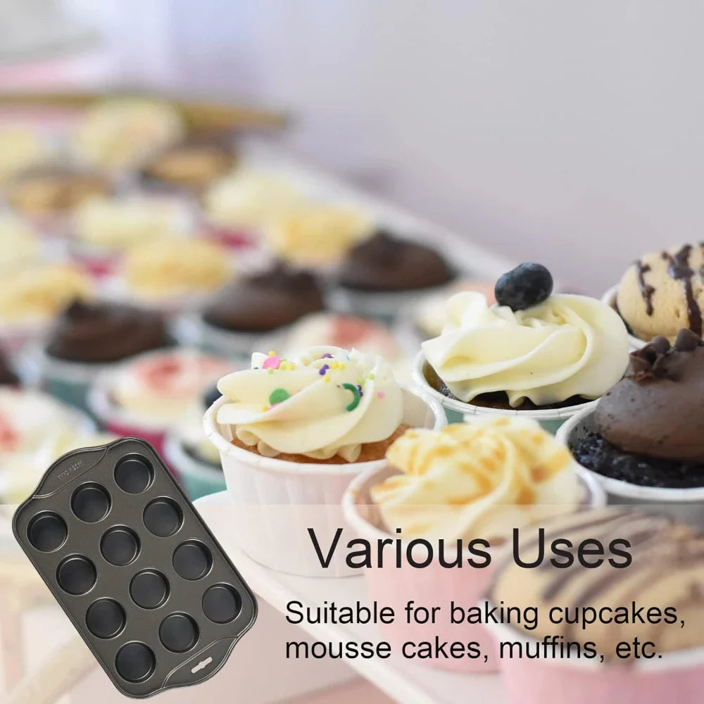 12-Cavity Nonstick Mini Cheesecake Pan | Removable Bottom Muffin