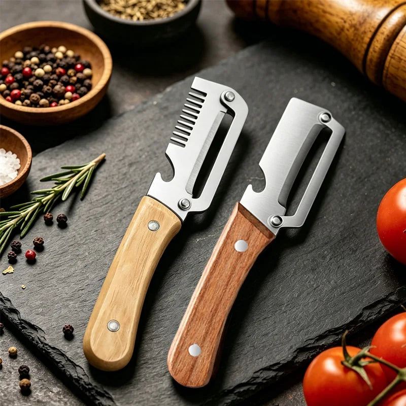 Stainless Steel Vegetable Peeler with Wooden Handle