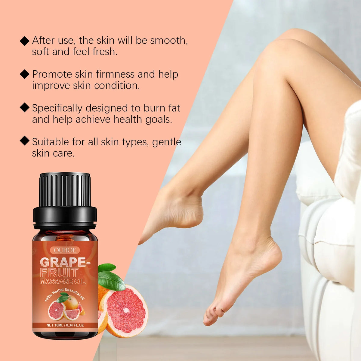 Grapefruit Body Massage Oil – Firming & Moisturizing Skin Oil