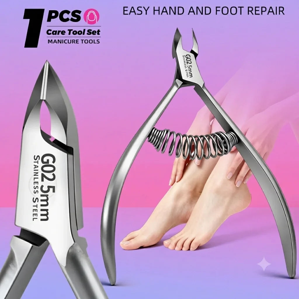 Professional Stainless Steel Cuticle Nippers | Built-In Spring