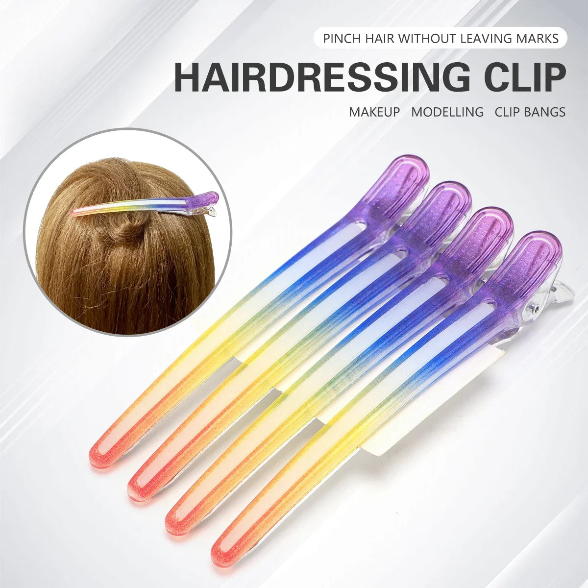 Rainbow Hair Sectioning Clips Set of 4 – Salon Styling Clamps