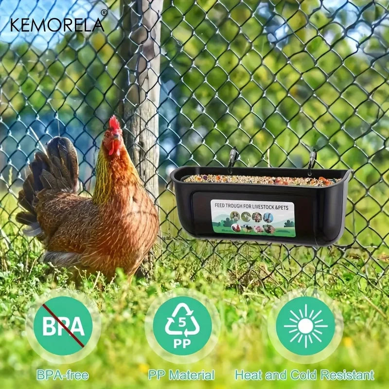 2-Pack Hanging Chicken Duck Goat Feeder Trough with Clip