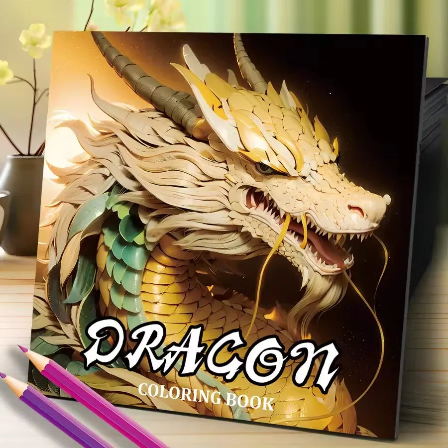 Dragon Coloring Book 20 Pages Adult Picture Animals Drawings Creative