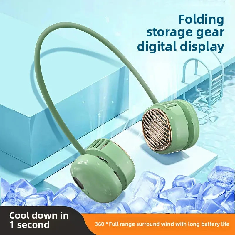 URGGU Bladeless Neck Fan – USB Rechargeable with Digital Display
