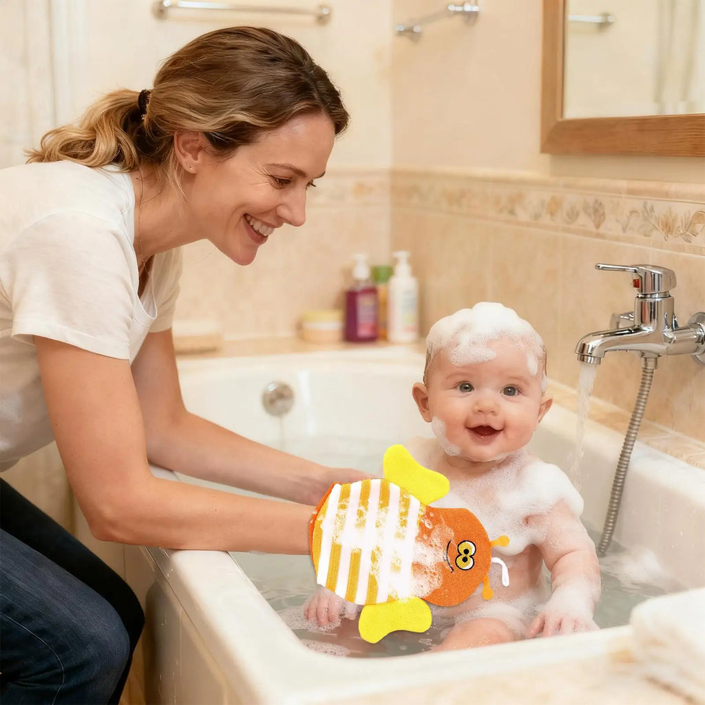 Baby & Adult Bath Shower Gloves Set of 5 – Soft Non-Slip