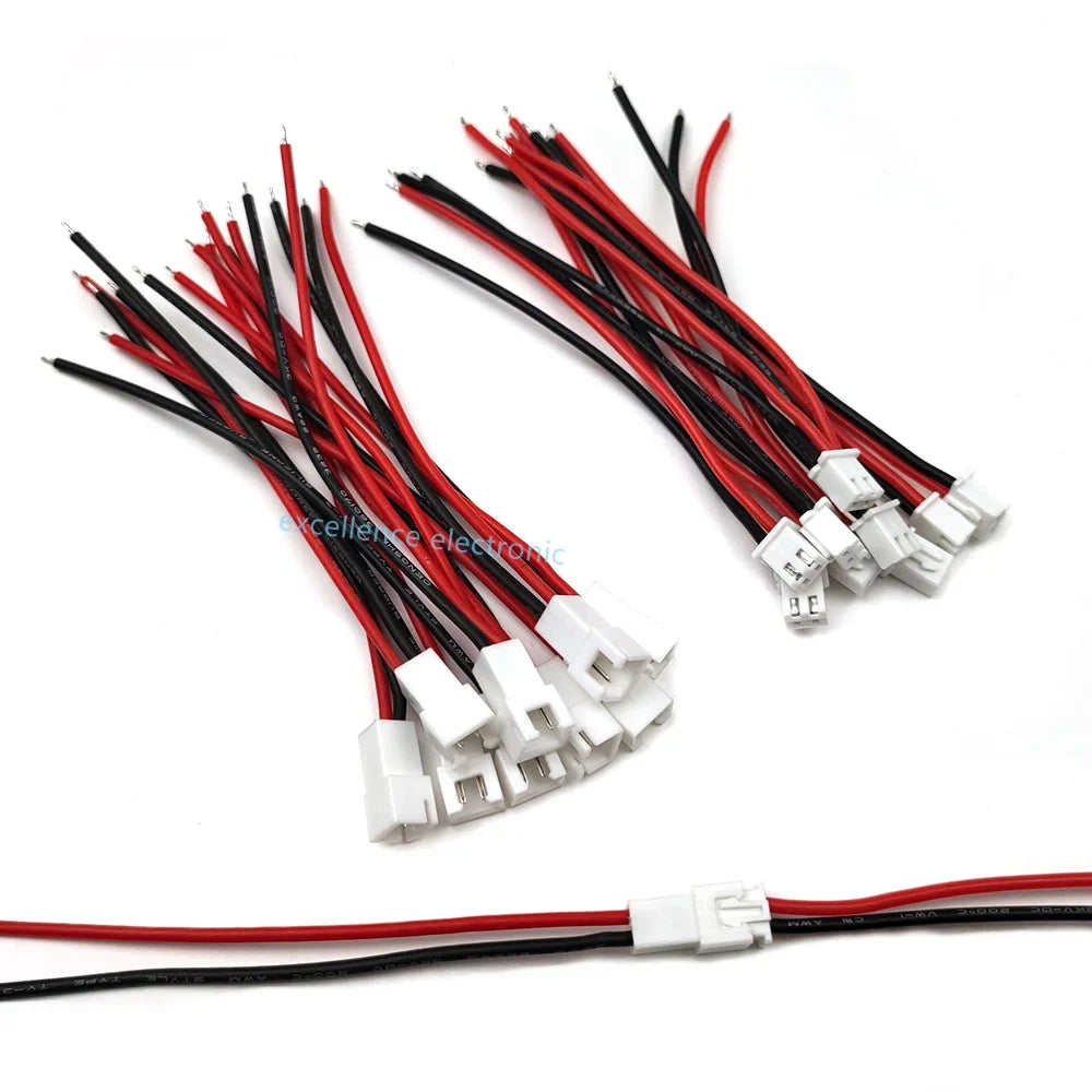 10Pairs JST XH 2PIN Soft Silicon 22AWG Wire XH2 54 Female Male